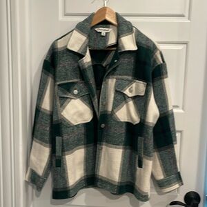 Green Plaid Shacket Coat